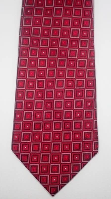 DONALD J TRUMP ROJO CON CORBATA GEOMÉTRICA 100% SEDA TEJIDA NEGRA Y ROSA 59,5" Foto 1 de 4