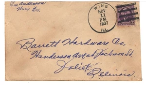 WILD ILL. 1937 NICE HANDSTAMP TYES STAMP TO COVER - Picture 1 of 2