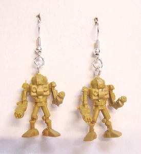Warbots Steampunk Retro Warrior Battle Bot Robot Droid Halo Alien Dangle Earring - Picture 1 of 1