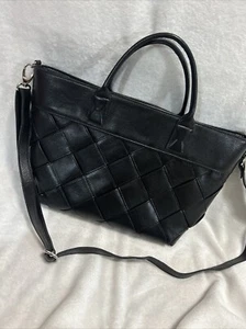 Pulicati Made In Italy Leather Woven Tote 3 Compartment Black New With Out Tags - Picture 1 of 24