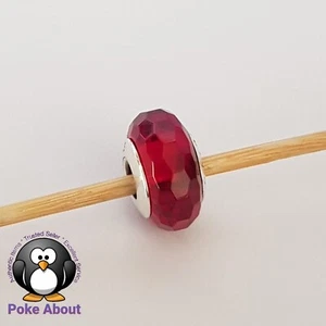 Genuine Pandora Fascinating Red Faceted Murano Glass Silver Charm 791066 - Picture 1 of 9