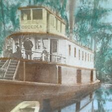 Antique 1901 Osceola Paddle Wheel Steamboat Ocklawaha Stereoview Photo Card 1867