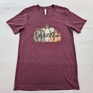 Thankful Thanksgiving Red Short Sleeve Cotton Blend T-Shirt Adult M - Picture 1 of 8