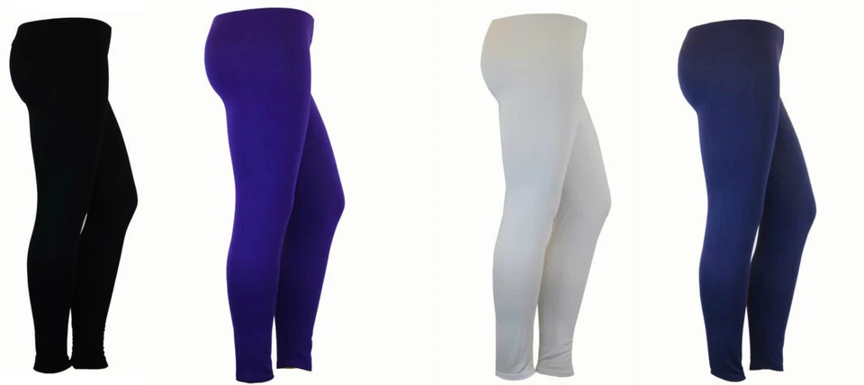 PLUS SIZE FULL LENGTH STRETCH PLAIN LEGGINGS WOMENS LADIES SIZES 12-34 - Image 1 of 1