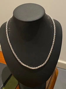 Collar de cadena de malla de piel de serpiente redonda de plata de ley 925, 42 cm - 16,5" - Imagen 1 de 5