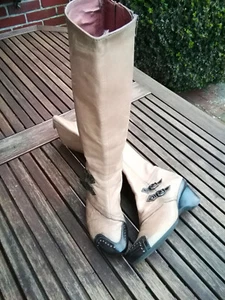 Stivali Hispanitas morbidi con zeppa Budapest stivali in pelle Granny beige 37 - Foto 1 di 8