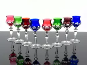 NACHTMANN MARILYN CUT-TO-CLEAR CASED CRYSTAL CORDIAL GLASSES - SET OF 8 - Picture 1 of 10