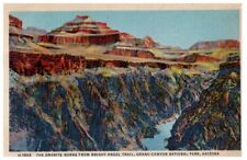 Linen Postcard The granite gorge from Bright Angel Trail Grand Canyon National