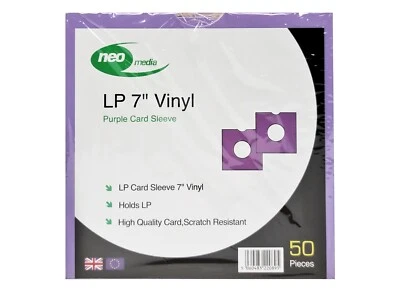 NEO MEDIA Pack of 50 Purple 7" LP Vinyl Record Sleeves - to fit 7" Singles