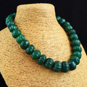 Collar de mujer de 767 quilates con cuentas talladas en flor esmeralda verde extraída en tierra JK 35E336 - Imagen 1 de 3