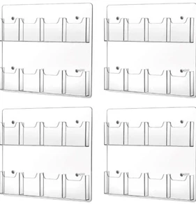 4 Pcs Acrylic Brochure Holder Wall Mount Pamphlet Holder Clear Plastic Brochure - Picture 1 of 7