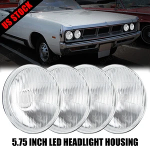 5.75" Round Glass Headlight Lamp Housing Hi/Low Beam Fit H4 LED HID Halogen Bulb - Picture 1 of 16