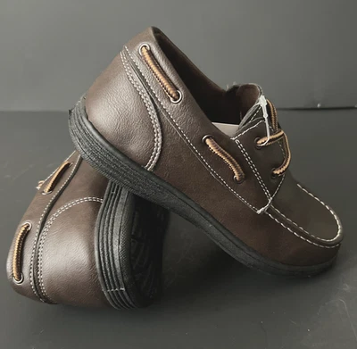 Boys Size 12 Loafers Dress Shoes Slip On DARK BROWN Boat Deck Shoe EU 29 - Image 1 of 4