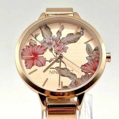 Reloj pulsera Nine West oro rosa para mujer NW-2044RGPK esfera floral banda rosa Foto 1 de 4