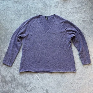Eileen Fisher Woman 2X V-Neck Textured Merino Wool Sweater Lavender Minimalist - Picture 1 of 11