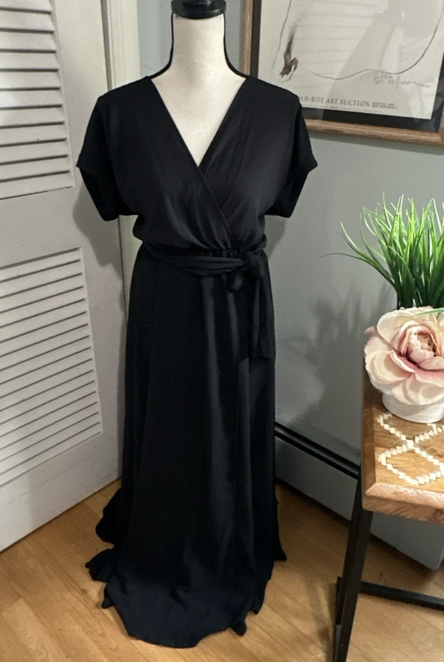 MEGHAN LOS ANGELES женское платье маленький черный макси искусственного надежном подпоясанный минималистский - Изображение 1 из 4