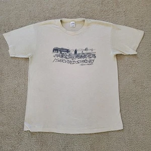 Vintage 80s Martha's Vineyard Single Stitch T Shirt I SURVIVED STANDBY Beige M - Picture 1 of 5