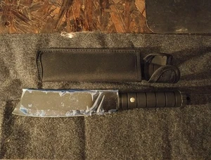 black outdoor multifunctional straight knife with nylon steath black belt strap - Picture 1 of 2