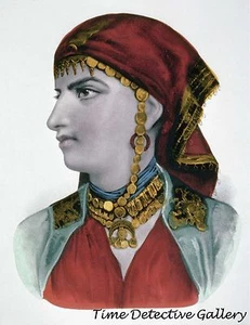 Lithograph Image of Egyptian Woman - c.1850 - Historic Litho Print - Picture 1 of 1
