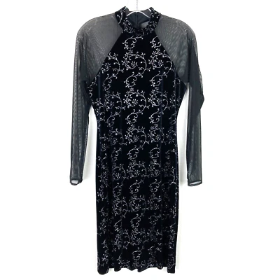 Vtg. JR NITES  Caliendo Dress Size 10 Black Velvet Silver Glitter Cocktail Party - Image 1 of 4