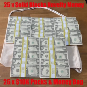 REALISTIC NOVELTY DOLLARS/FANCY DRESS PARTY PROPS -Fun/Replica/Money- 25 Packs - Picture 1 of 6
