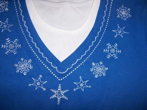 NWT Size PXL Hastings & Smth l/s Blue Snowflake Top - Picture 1 of 2