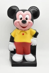 Walt Disney Mickey Mouse Vinyl 7.5" Play Pal Plastics Vintage Coin Bank 1970's - Foto 1 di 4