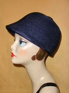 Cappello vintage blu navy su misura con tesa piccola - stile fantino cavallo - Foto 1 di 7