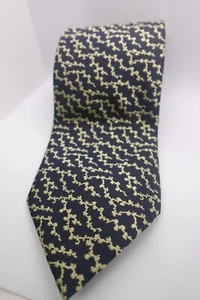 Baron Kristof Yilulingdai Krawatte Herren Seide Marine Blattmuster Handarbeit Italien " - Bild 1 von 9