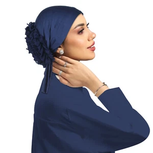 Sombreros de hiyab con flores de gasa para mujeres musulmanas cubiertas para la cabeza gorras vendaje gorro gorra india - Imagen 1 de 18