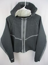 Nike Hoodie Womens Large Tech Pack NSW Cropped City ReadyBlack Gray Fleece Logo