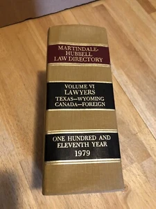 MARTINDALE HUBBELL LAW DIRECTORY VOLUME VI LAWYERS TEXAS-WYOMING-CANADA-FOREIGN - Picture 1 of 8