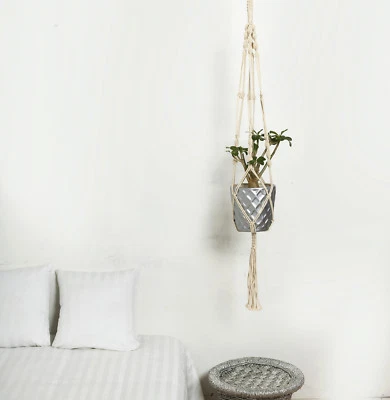 Topflappen Macrame Pflanze Hänger Wandbehang Pflanzgefäß Korb Jute Seil Craft - Bild 1 von 3