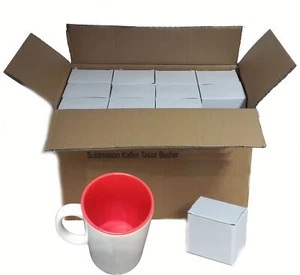 Tazas de sublimación foto taza 36 piezas BLANCO - INTERIOR ROJO embalado individualmente - Imagen 1 de 4