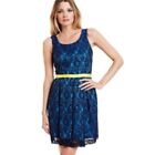 Miss Sixty Lace Overlay Party Dress 4 Cobalt Blue Black Neon