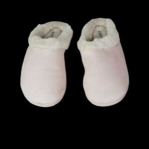 Dearfoams Women's Pink Warm Fuzzy Slipper Mules Size 7, Lightly Used