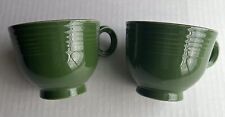 VINTAGE GENUINE FIESTA  TWO DARK GREEN TEA CUPS  - 1950s