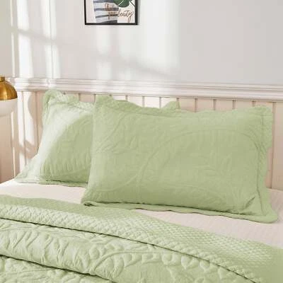 2 piezas fundas de almohada acolchadas 100 % algodón bordadas fundas de almohada de granja Foto 1 de 4