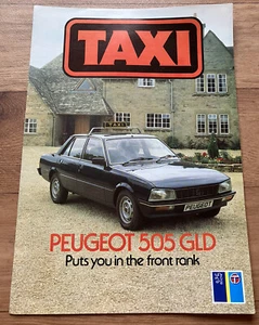 Peugeot 505 Taxi GLD Automatik 1984-85 UK Markt Faltbare Verkaufsbroschüre - Bild 1 von 3
