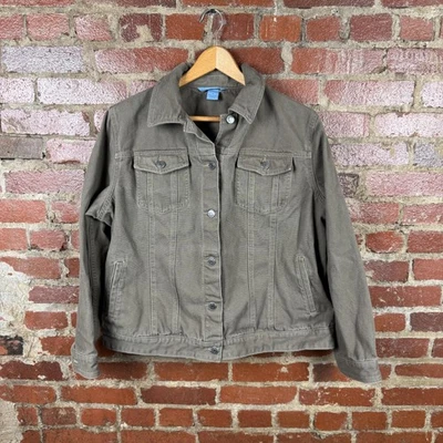 Duluth Trading Co Jacket Mens XL Olive Green Canvas Trucker Workwear Cotton - Image 1 of 4