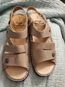 Finn Comfort Sandals Tan Gomera Nappa Leather Size 9-9.5 US NEW NWOB 40D German - Picture 1 of 11