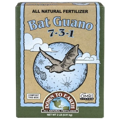 Mezcla de fertilizante natural Down to Earth Bat Guano 7-3-1, 2 libras Foto 1 de 4