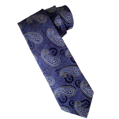 Corbata de Seda Ermenegildo Zegna Azul Cachemira 2 Tonos Hecha en Italia Clásica Nueva Melange Foto 1 de 4