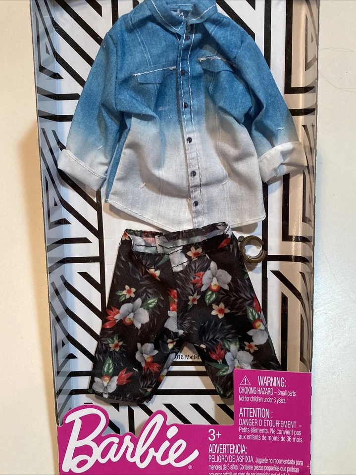 Barbie Ken Fashion Denim Jeans Outfit Works for Mattel Motor Sport on Shirt
