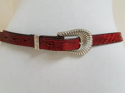 CINTURÓN DE PIEL DE SERPIENTE ROJO MUJER NOCONA DE COLECCIÓN TALLA 32"-35" Foto 1 de 4