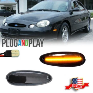 Smoked Amber LED Front Bumper Side Marker Lights For 1996-1999 Ford Taurus Sable - Picture 1 of 10