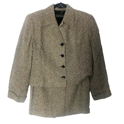 Linda Allard Ellen Tracy Women Silk Jacket and Mini Skirt Suit Size 14 - Image 1 of 4