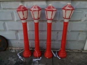 Empire Blow Mold Christmas Lantern Lamp Post Candle Light 1969 39" Set of 4 - Picture 1 of 24