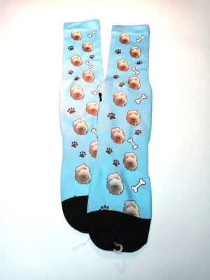 KINDAPET Men's Ankle Socks Blue, Doggie, Bones, Paws Size M  Gift, Novelty, Cute - Image 1 of 4