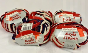 NEU ~ 5 Schoeller & Stahl ~ ALOHA STREIFEN Bändchengarn ~ 0008 ~ rot weiß marine gestreift ~ Posten - Bild 1 von 11